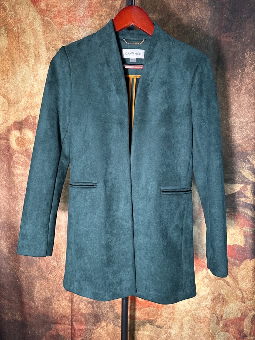 Calvin Klein Women's Emerald Green Open-Front Blazer Coat